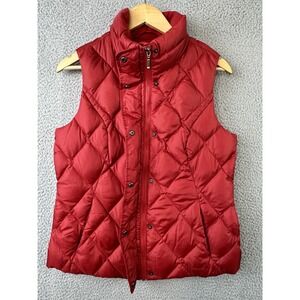 Eddie Bauer Puffer Vest Medium Red Premium Quality Goose Down Zip and Snap